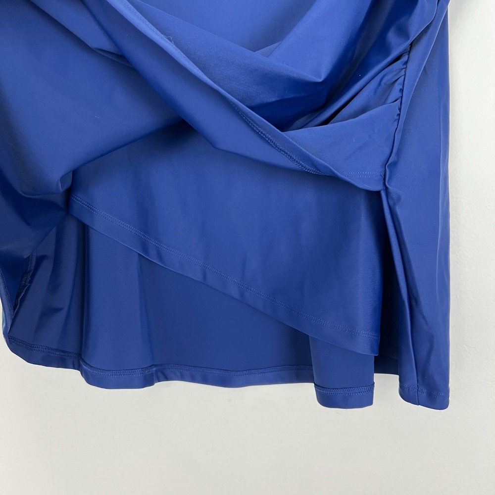 Quince Navy Blue Swim‎ Cover Up Wrap Skirt XL Ruched Side Flounce Hem - Picture 4 of 6
